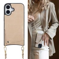 Selencia Cover per telefono Nova Croco con cordino e portacarte Apple iPhone 17 - Beige