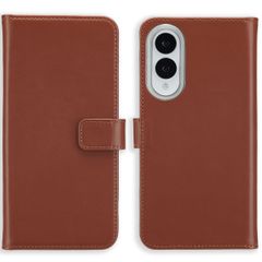Selencia Cover a libro in vera pelle Samsung Galaxy S25 Edge - Marrone chiaro