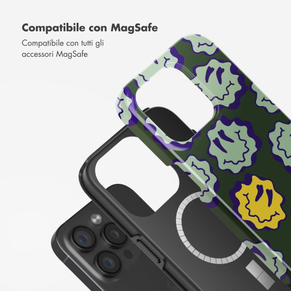 Selencia Cover posteriore Vivid con MagSafe Apple iPhone 15 Pro - Wavy Smiley Green