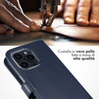 Selencia Cover a libro in vera pelle Apple iPhone 16 Pro Max - Blu