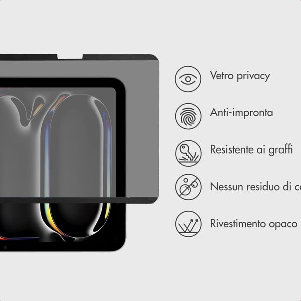 Accezz Pellicola protettiva con privacy magnetica Apple iPad Pro 11 (2025) M5 / (2024) M4