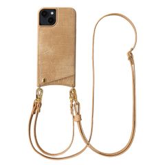 Selencia Cover per telefono Nova Croco con cordino e portacarte Apple iPhone 14 / 13 - Toasted Almond
