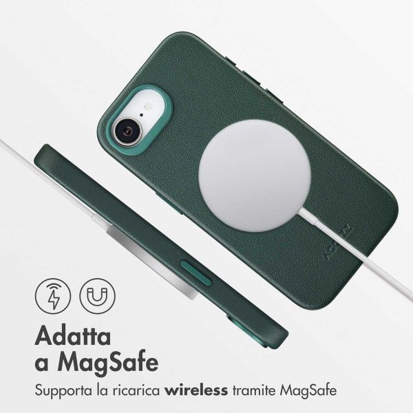 Accezz Cover in Pelle con MagSafe Apple iPhone 17e / 16e - Cedar Green