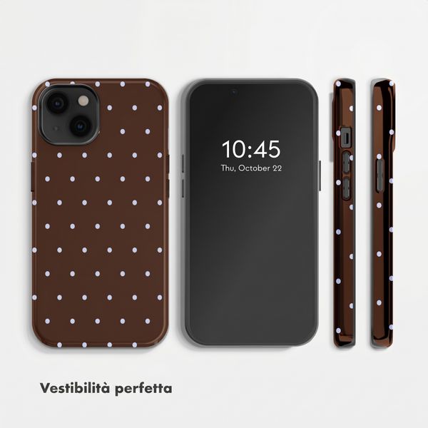 Selencia Cover Posteriore Vivid Apple iPhone 14 - Happy Dots Chocolate