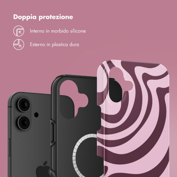 Selencia Cover posteriore Vivid con MagSafe Apple iPhone 16 - Wavy Swirl Pink Plum