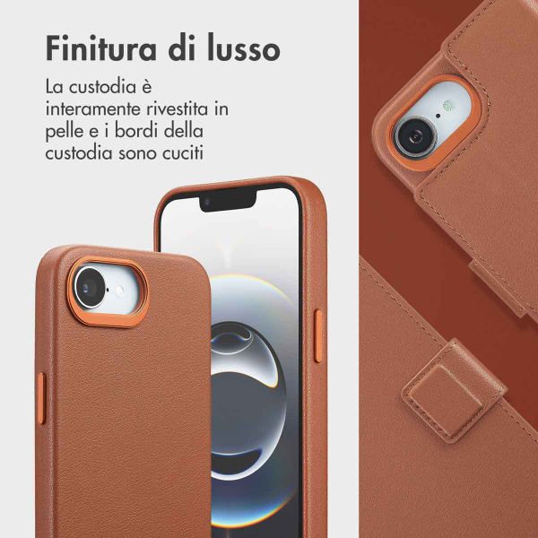 Accezz Cover in pelle 2 in 1 con MagSafe Apple iPhone 17e / 16e - Sienna Brown
