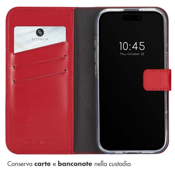 Selencia Cover a libro in vera pelle Apple iPhone 16 - Rosso