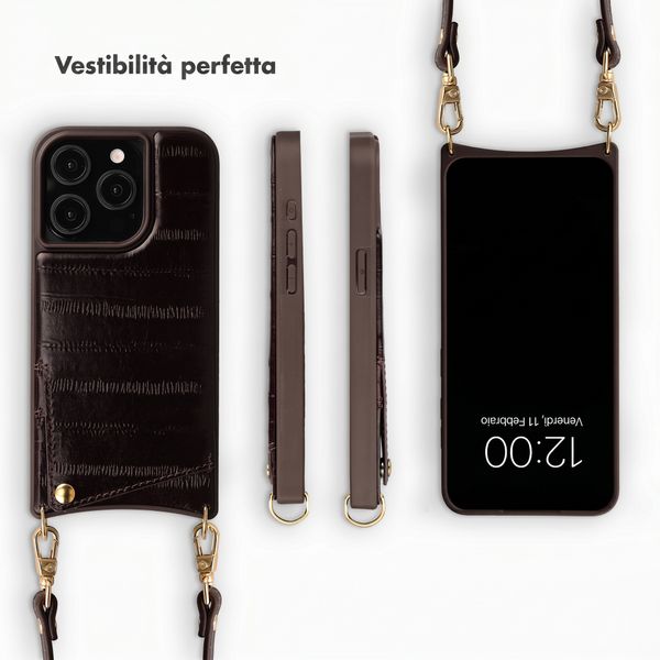 Selencia Nova cover posteriore in vera pelle con portacarte Apple iPhone 15 Pro - Dark Chocolate
