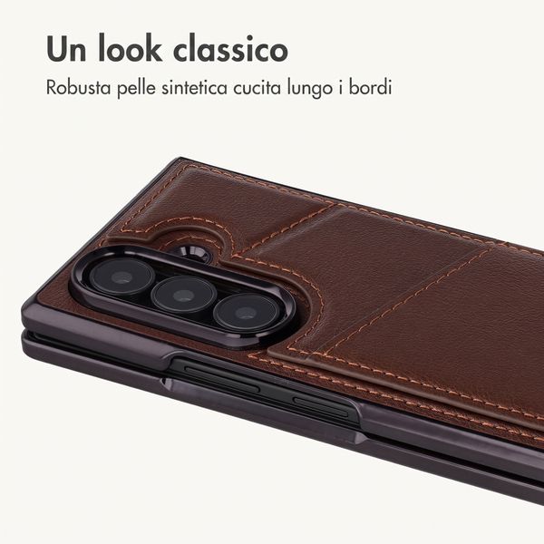 imoshion Cover posteriore MagSafe in pelle sintetica con portacarte Samsung Galaxy Z Fold 8 Ultra - Marrone scuro