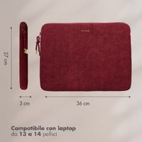 Selencia Cover per laptop in velluto a coste 13-14 pollici - Sleeve per laptop - Deep Burgundy