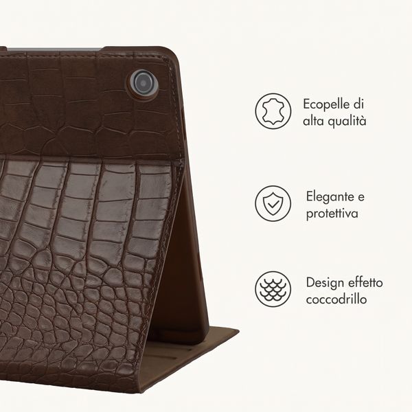 Selencia Custodia a libro Croco Samsung Galaxy Tab A11 Plus / A9 Plus - Choco Brown