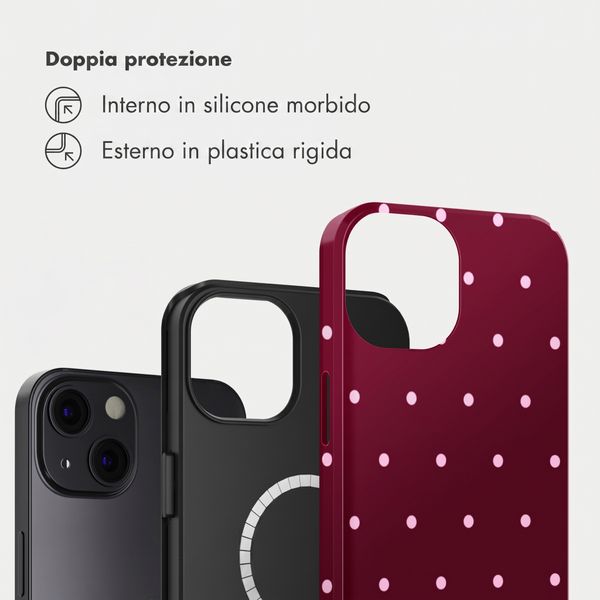 Selencia Cover posteriore Vivid con MagSafe Apple iPhone 13 - Happy Dots Burgundy
