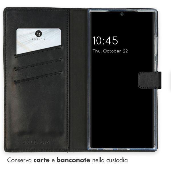 Selencia Cover a libro in vera pelle Samsung Galaxy S24 Ultra - Nero