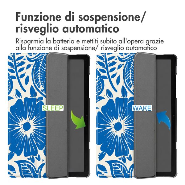 imoshion Cover Trifold Design Samsung Galaxy Tab A11 Plus / A9 Plus - Flower Tile