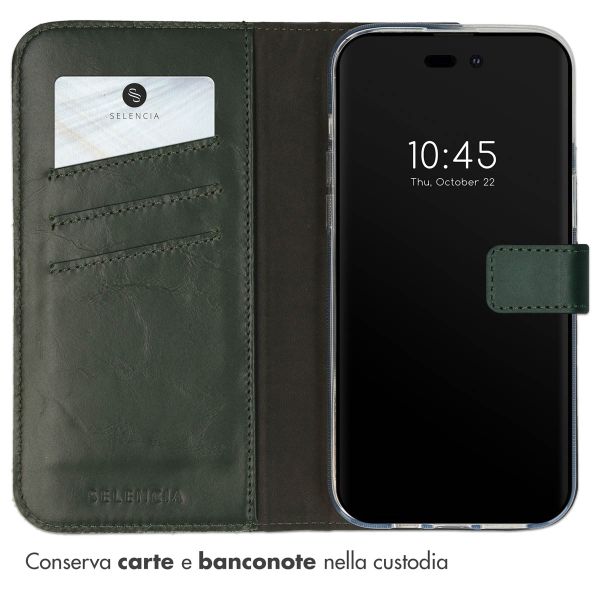 Selencia Cover a libro in vera pelle Apple iPhone 14 Pro Max - Verde
