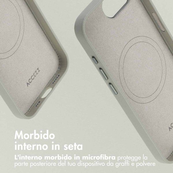 Accezz Cover in Pelle con MagSafe Apple iPhone 17e / 16e - Light Grey