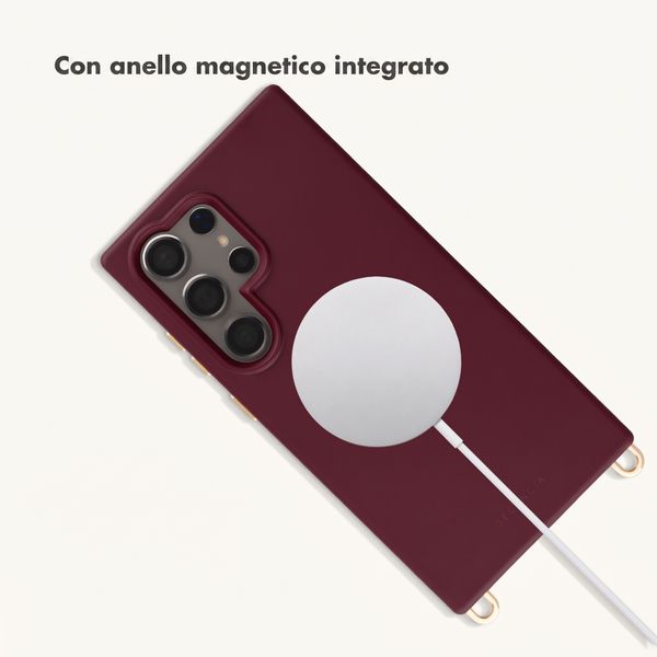 Selencia Cover posteriore Rivièra con MagSafe con ganci rimovibili Samsung Galaxy S24 Ultra - Bold Burgundy