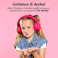 imoshion Cuffie wireless per bambini con LED Light - Limitatore di decibel - Con cavo AUX - Hot Pink