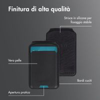 Accezz Portafoglio in pelle magnetico con supporto - Compatibile con Apple Find My - Onyx Black