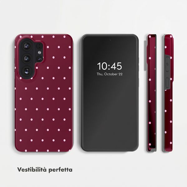 Selencia Cover posteriore Vivid con MagSafe Samsung Galaxy S26 Ultra - Happy Dots Burgundy
