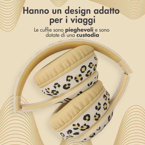 imoshion Special Edition - Cuffie wireless per bambini LED Light - Limitatore di Decibel - con cavo AUX - Leopardo