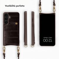 Selencia Nova cover posteriore in vera pelle con portacarte Samsung Galaxy S25 - Dark Chocolate