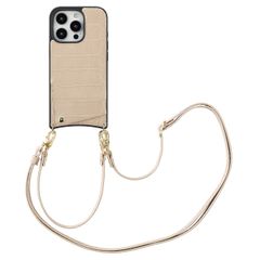Selencia Cover per telefono Nova Croco con cordino e portacarte Apple iPhone 16 Pro - Beige