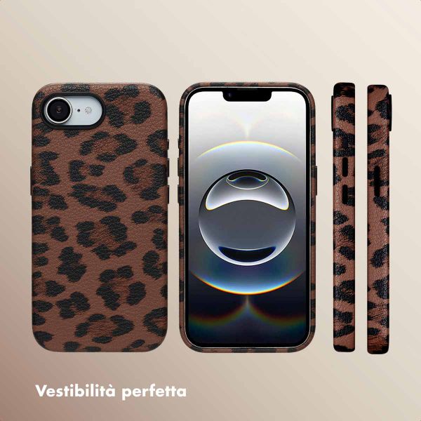 Selencia Cover Sabi Stampa pantera con MagSafe Apple iPhone 17e / 16e - Mocha Brown