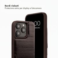 Selencia Nova cover posteriore in vera pelle con portacarte Apple iPhone 15 Pro - Dark Chocolate