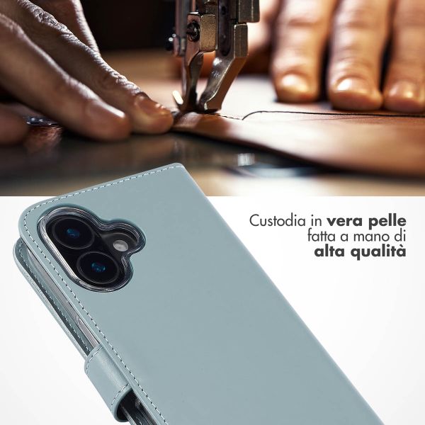 Selencia Cover a libro in vera pelle Apple iPhone 16 - Air Blue