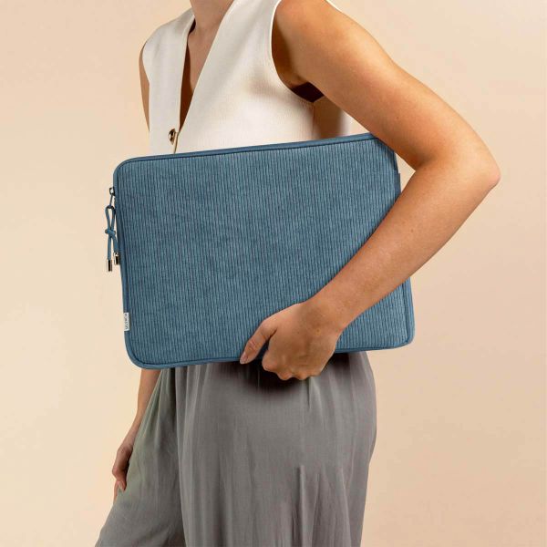 Selencia Cover per laptop in velluto a coste 15-16 pollici - Sleeve per laptop - Slate Blue