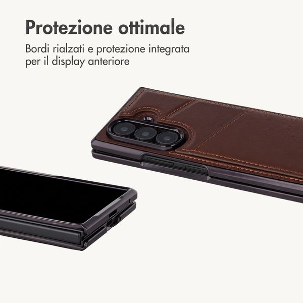 imoshion Cover posteriore MagSafe in pelle sintetica con portacarte Samsung Galaxy Z Fold 8 Ultra - Marrone scuro