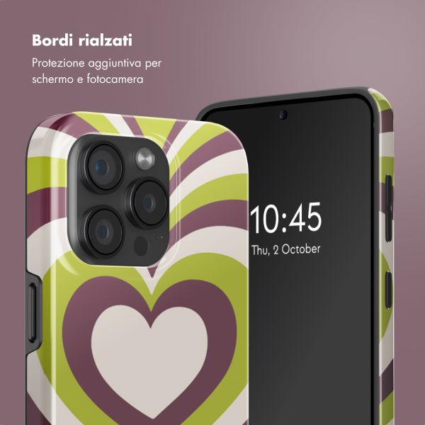 Selencia Cover posteriore Vivid con MagSafe Apple iPhone 15 Pro - Double Hearts Plum Fern