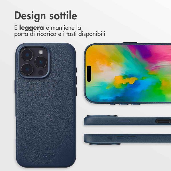 Accezz Cover in Pelle con MagSafe Apple iPhone 16 Pro Max - Nightfall Blue