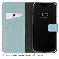 Selencia Cover a libro in vera pelle Apple iPhone 15 Pro - Air Blue