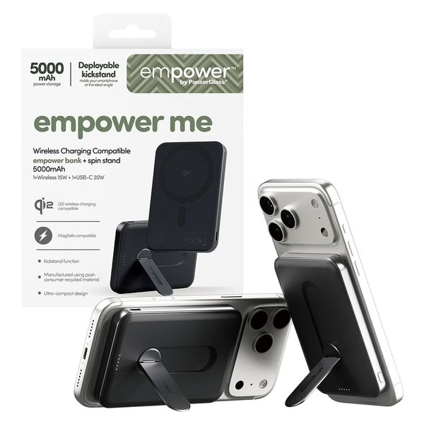 Empower by PanzerGlass Empower Bank Powerbank 5.000 mAh - MagSafe e Qi2 - Nero