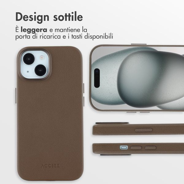 Accezz Cover in Pelle con MagSafe Apple iPhone 15 - Marrone caffè