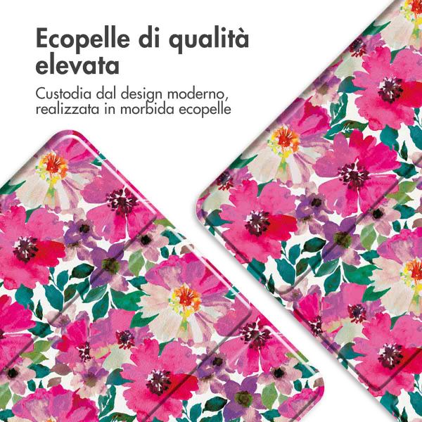 imoshion Cover Trifold Design Samsung Galaxy Tab A9 Plus - Floral Water Color