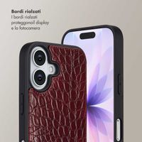 Selencia Cover per telefono Nova Croco con cordino e portacarte Apple iPhone 17 - Burgundy