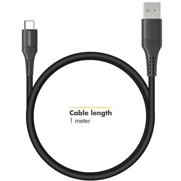 Accezz Caricatore da parete con cavo da USB-C a USB - Caricatore - 20 Watt - 1 metro - Nero