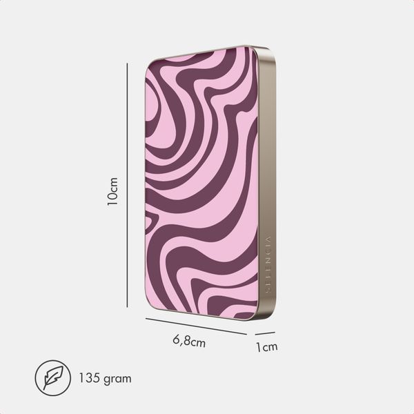 Selencia Vivid Powerbank 5.000 mAh - Draadloze Powerbank - Geschikt voor MagSafe en Qi - Desert Gold / Wavy Swirl Pink Plum