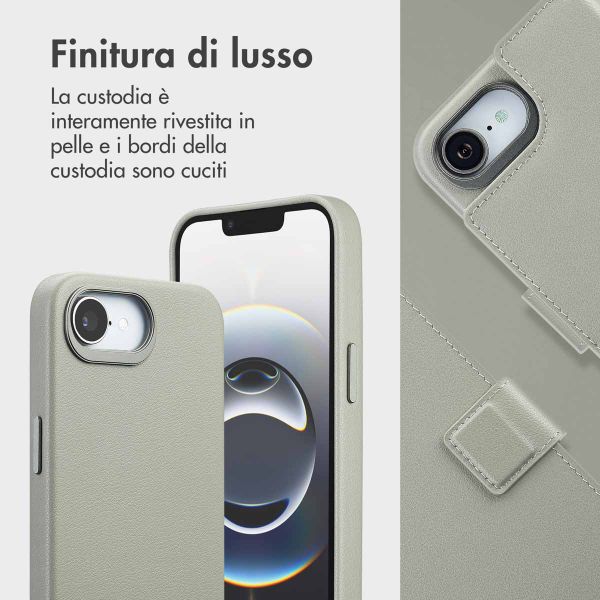 Accezz Cover in pelle 2 in 1 con MagSafe Apple iPhone 17e / 16e - Light Grey