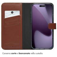 Selencia Cover a libro in vera pelle Apple iPhone 17 Pro Max - Marrone chiaro