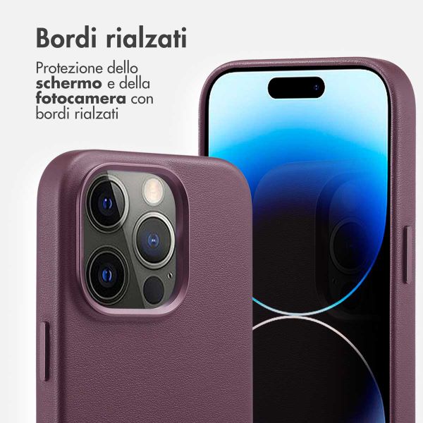 Accezz Cover in Pelle con MagSafe Apple iPhone 14 Pro - Heath Purple