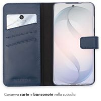 Selencia Cover a libro in vera pelle Samsung Galaxy S26 - Blu scuro