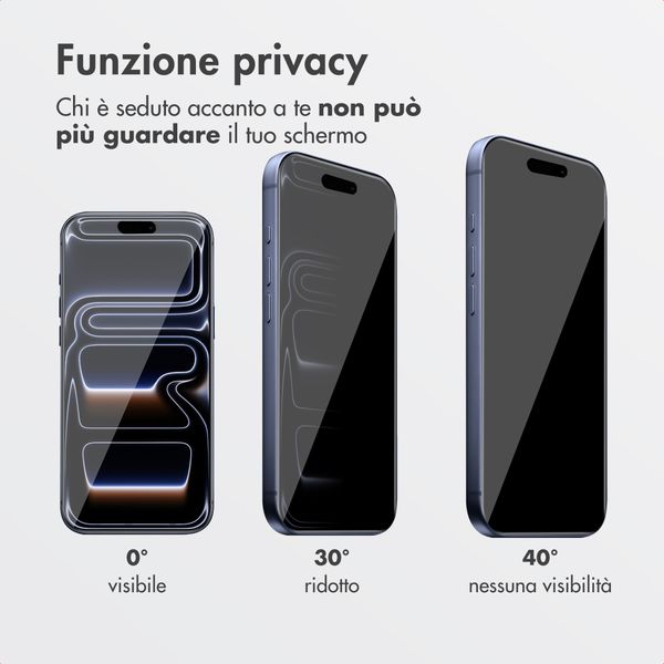 Accezz Vetro temperato privacy + Applicatore Apple iPhone 17 Pro