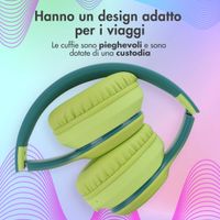 imoshion Cuffie wireless per bambini LED Light - Limitatore di decibel - Con cavo AUX - Petrol Green / Lime