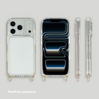 Selencia Cover trasparente con ganci rimovibili + cinturino da polso con pietre naturali Apple iPhone 17 Pro - Pearl White