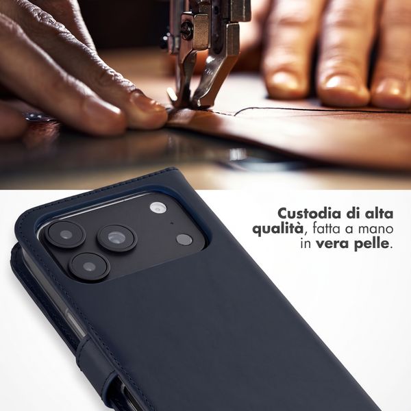 Selencia Cover a libro in vera pelle Apple iPhone 18 Pro Max / 17 Pro Max - Blu