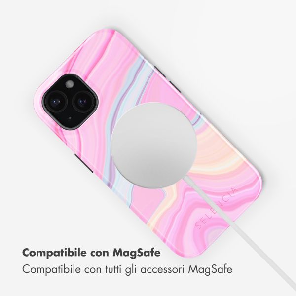 Selencia Cover posteriore Vivid con MagSafe Apple iPhone 15 - Pastel Lipstick Marble